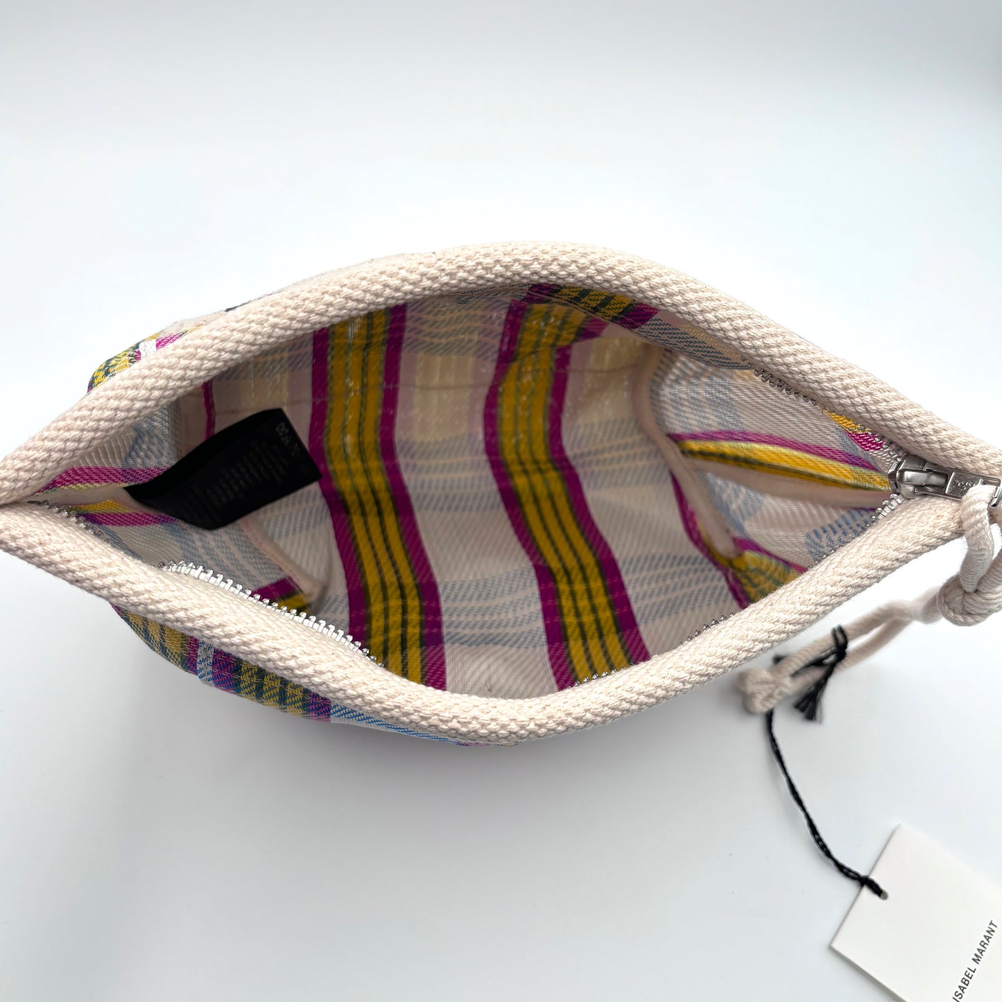 ISABEL MARANT Darwen Powden Striped Canvas Clutch