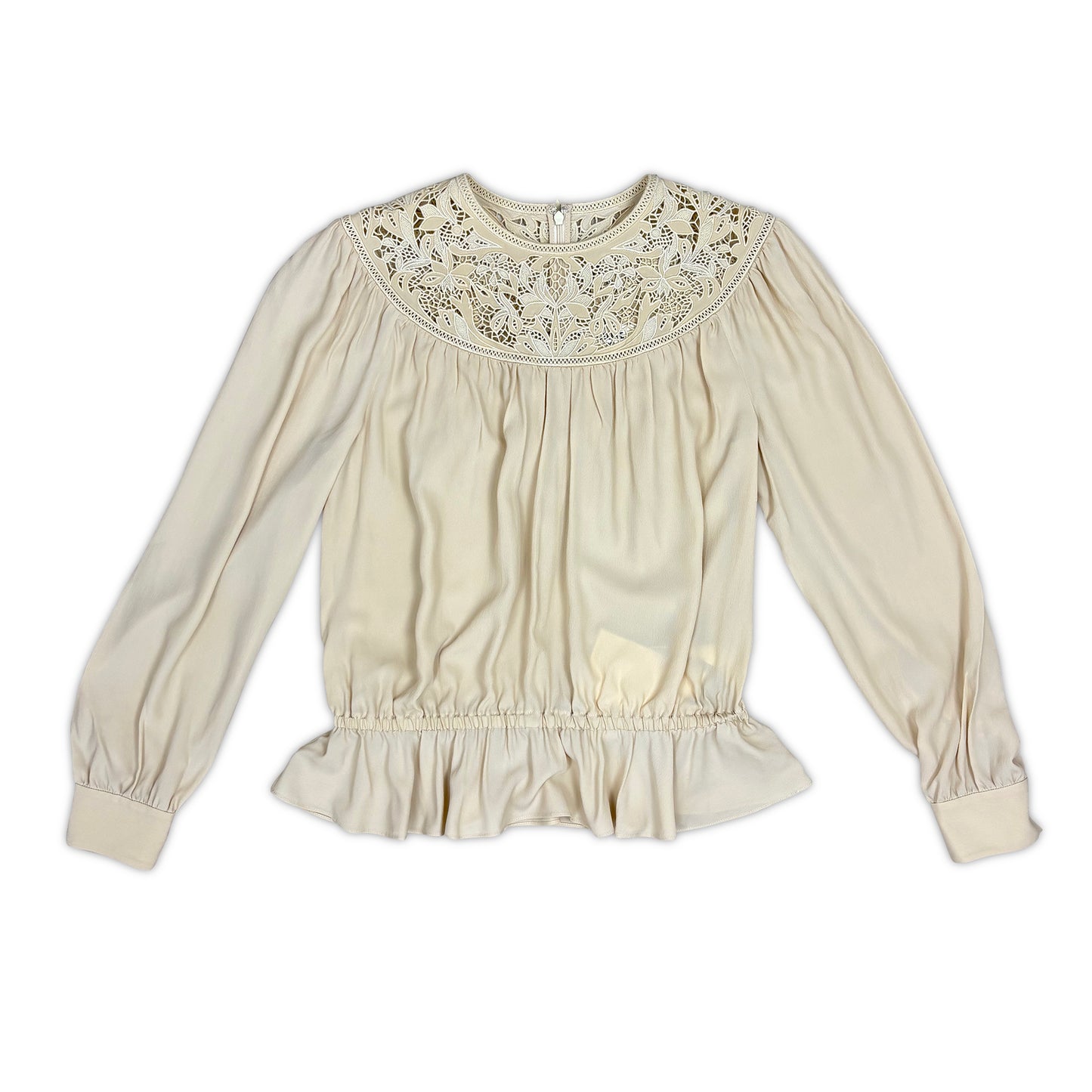 CELINE Guipure Blouse in Silk Crepe and Acetate