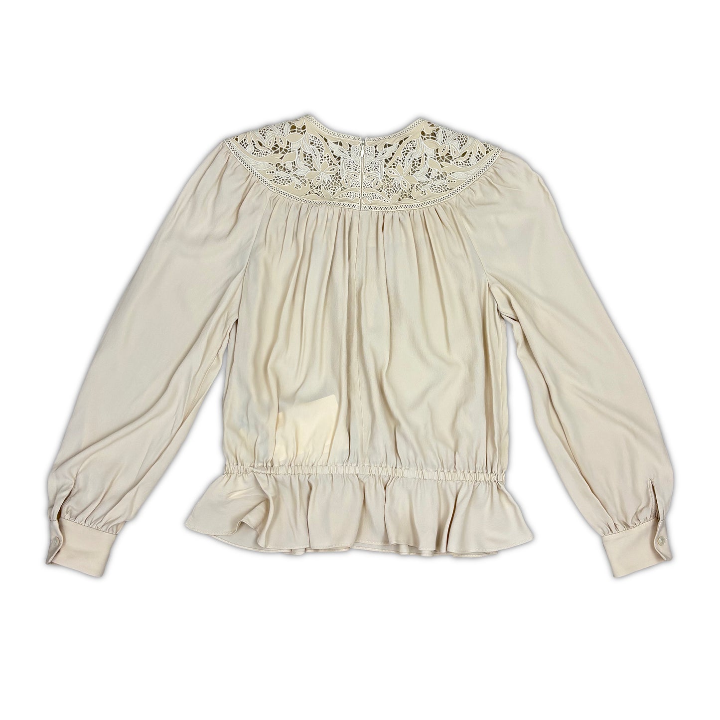 CELINE Guipure Blouse in Silk Crepe and Acetate