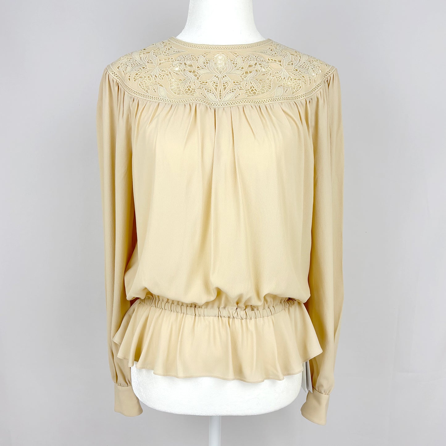 CELINE Guipure Blouse in Silk Crepe and Acetate