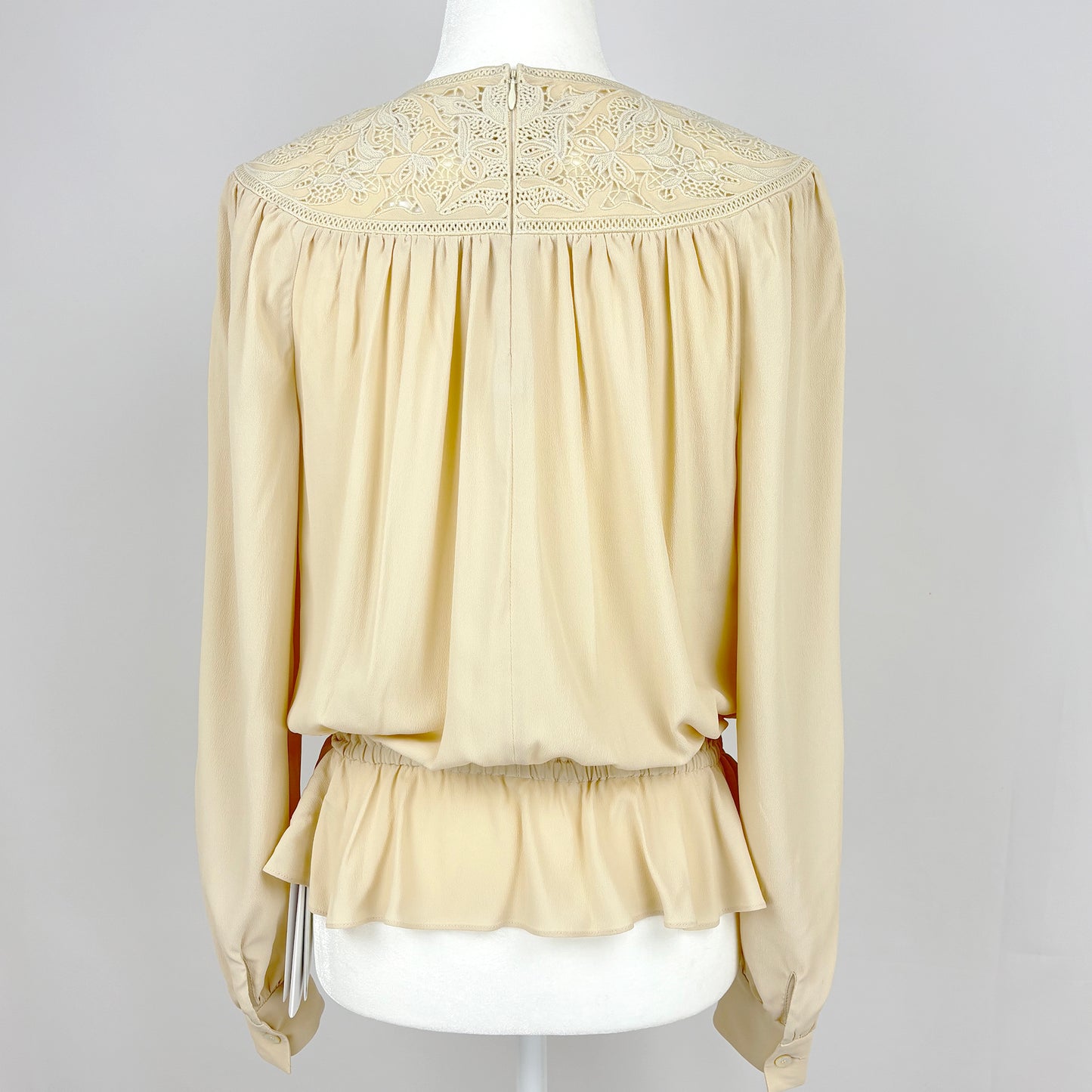 CELINE Guipure Blouse in Silk Crepe and Acetate