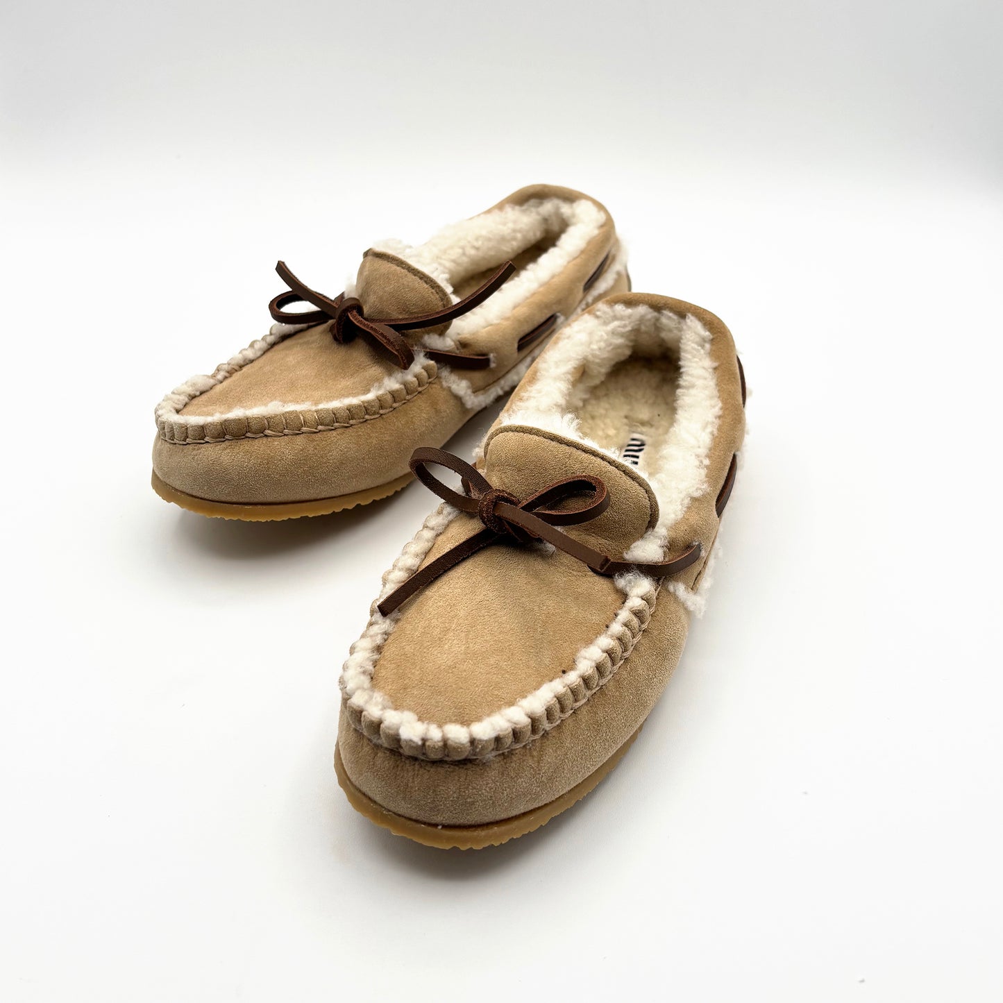 MIU MIU Suede Shearling Lined Loafers