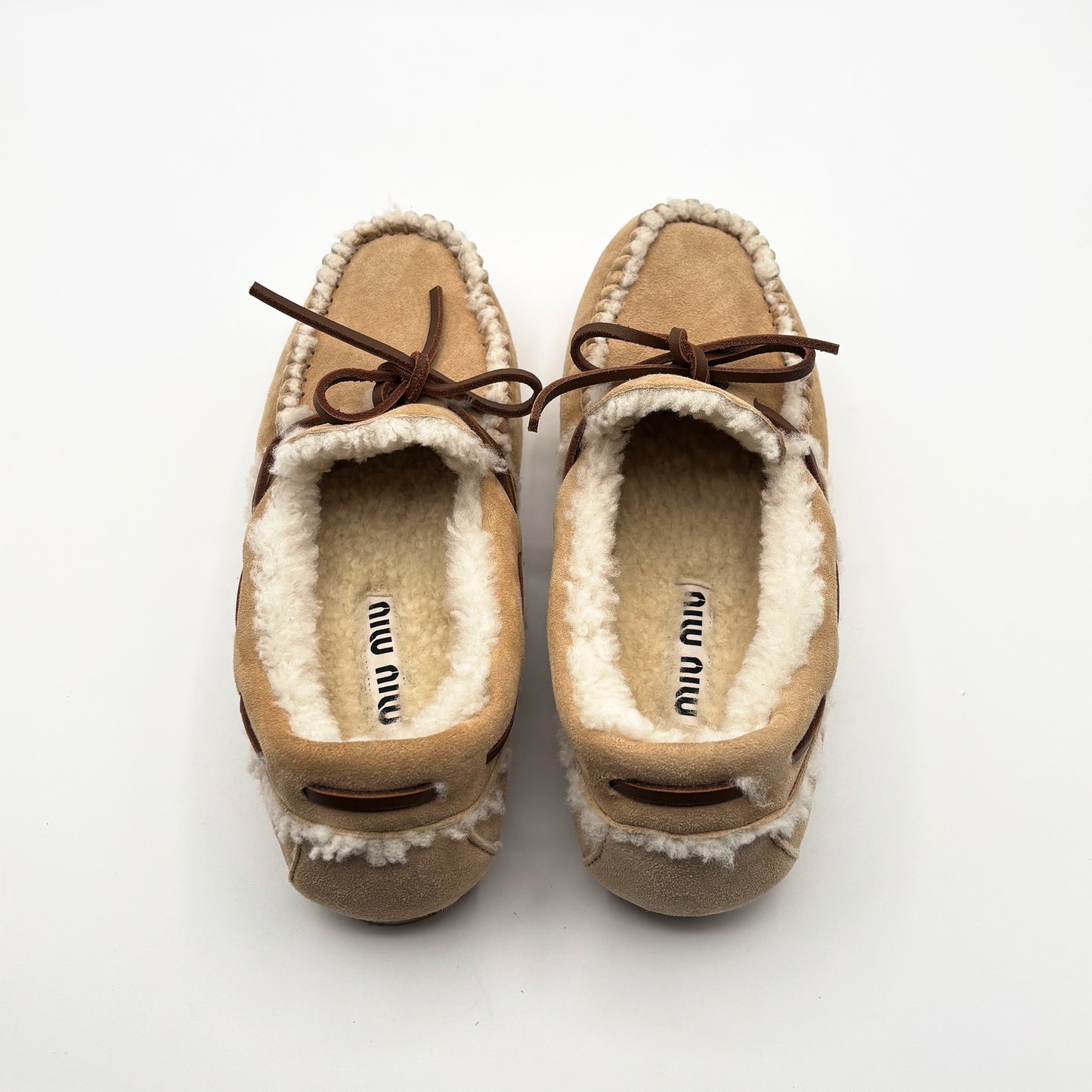 MIU MIU Suede Shearling Lined Loafers