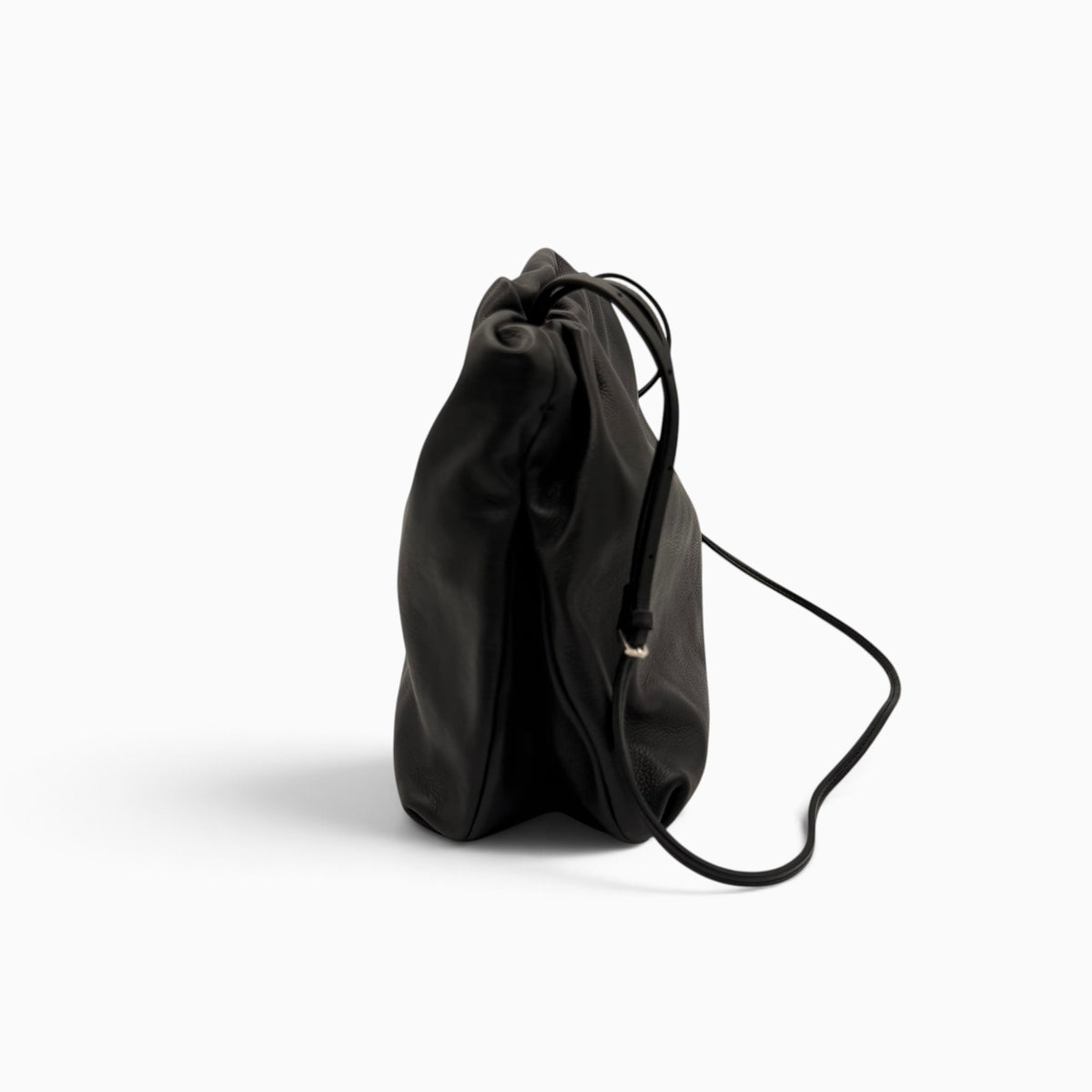 THE ROW Bourse Black Leather Shoulder Bag