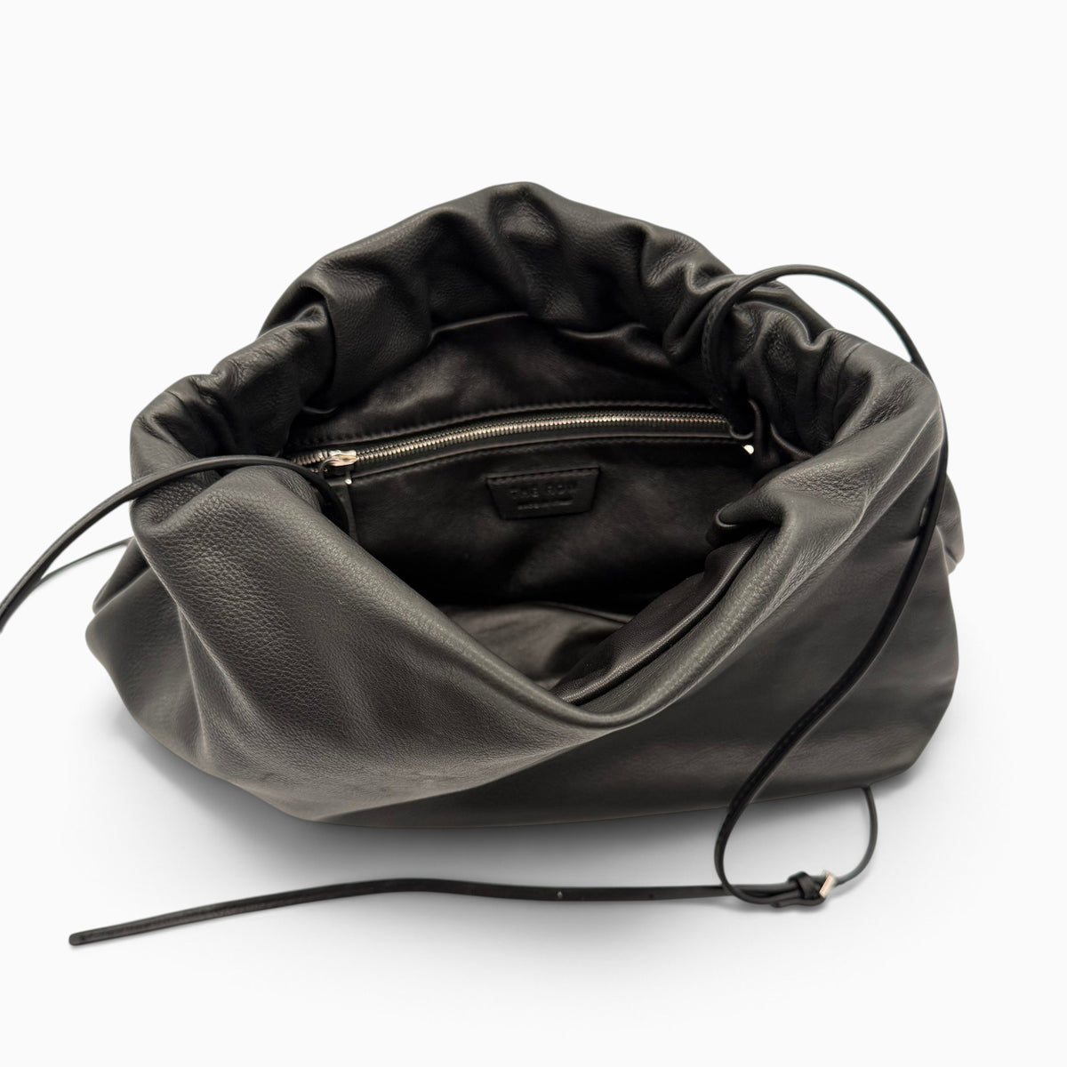 THE ROW Bourse Black Leather Shoulder Bag