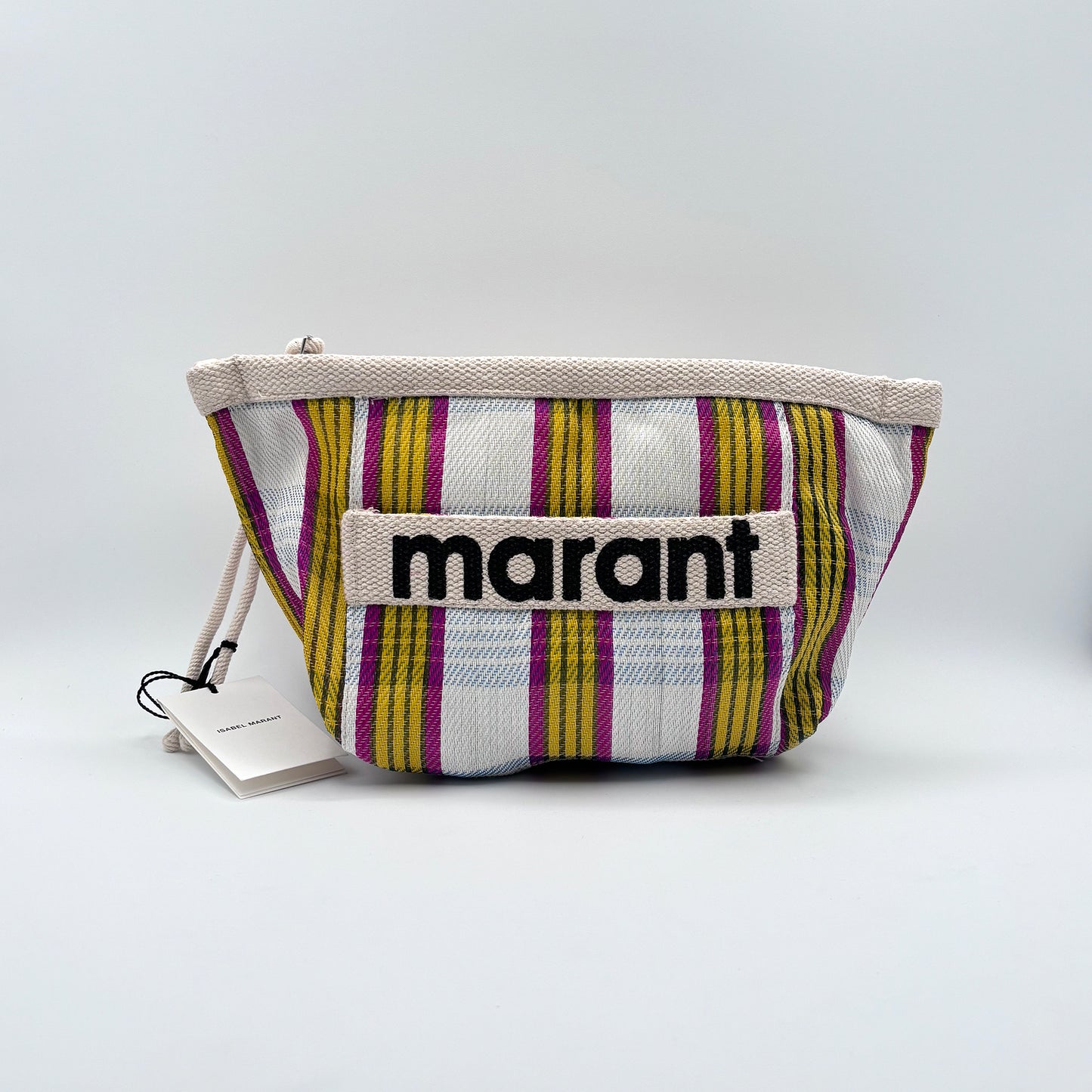 ISABEL MARANT Darwen Powden Striped Canvas Clutch