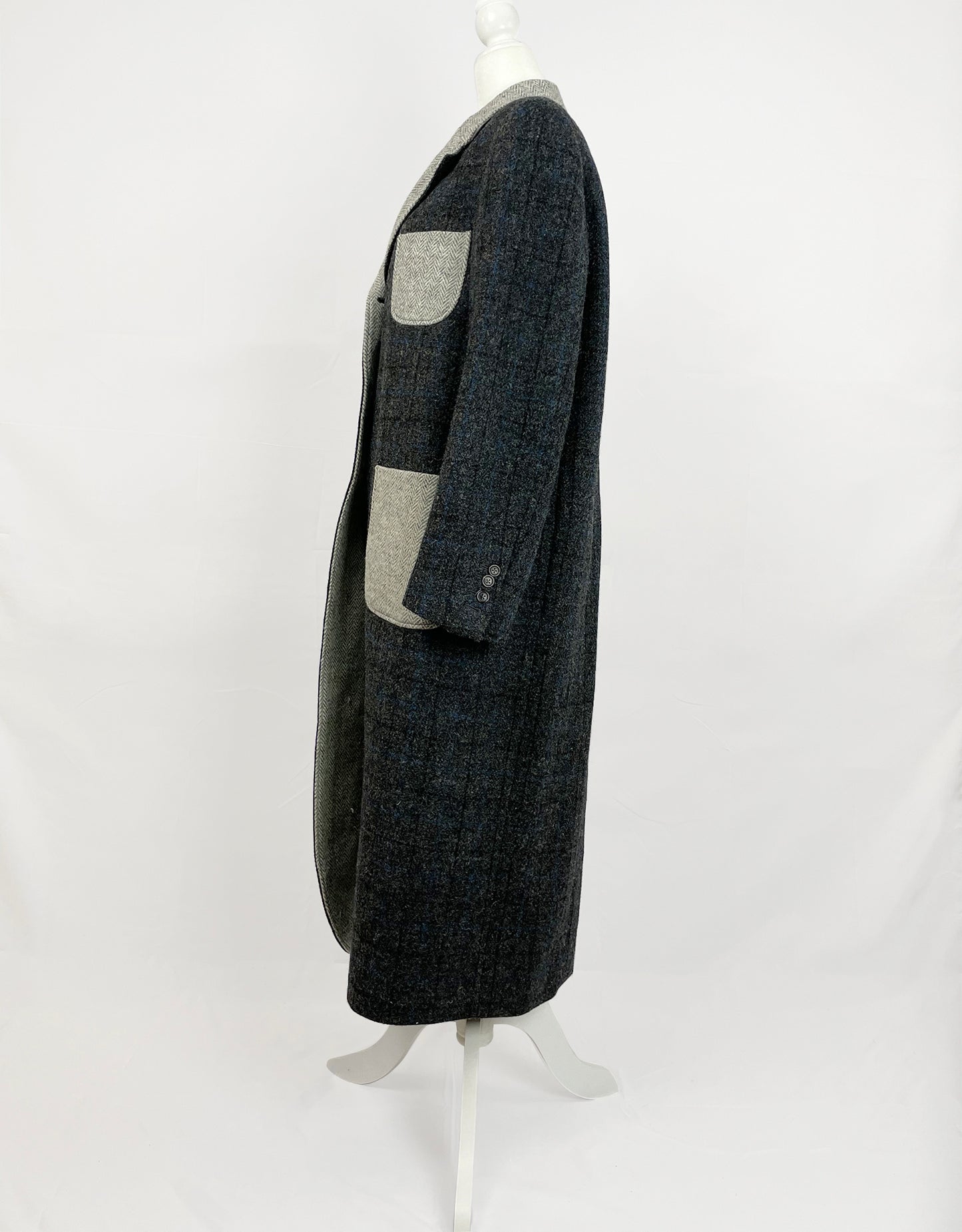 THOM BROWNE Patch Pocket Two-tone Wool Tweed Coat