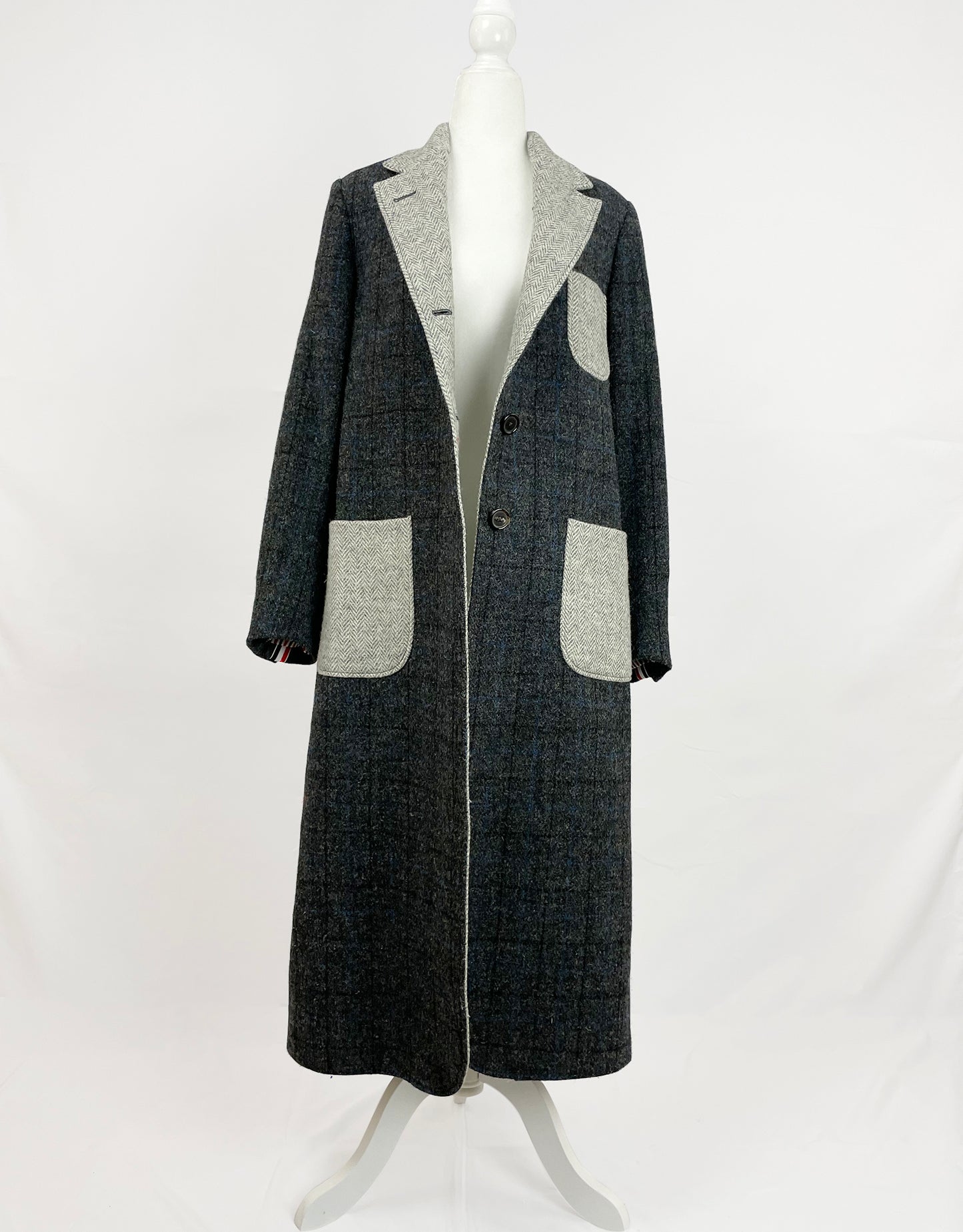 THOM BROWNE Patch Pocket Two-tone Wool Tweed Coat